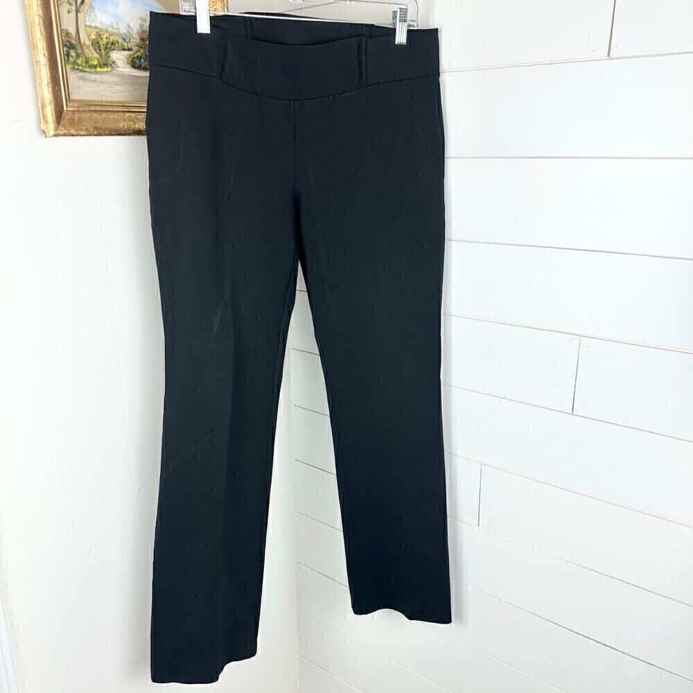 Eileen Fisher Bootcut Pull On Elastic Waist Ponte Dress Pants Black Size Medium